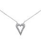 .15ct G SI 14K White Gold Diamond Heart Pendant Necklace 18"Long