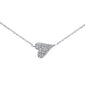.09ct G SI 14K White Gold Diamond Sideways Heart Pendant Necklace 18"Long