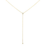 .11ct G SI 14K Yellow Gold Diamond Bezel Drop Pendant Necklace 18" Long