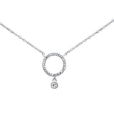 .09ct G SI 14K White Gold Diamond Oval Pendant Necklace 18"Long