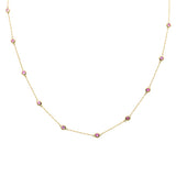 1.35ct G SI 14K Yellow Gold  Pink Sapphire Gemstone Pendant Necklace 18" Long