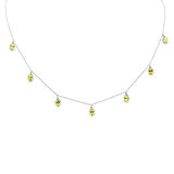3.80ct 14K White Gold Peridot Gemstone Dangle Pendant Necklace 18"Long