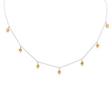 2.22ct 14K White Gold Citrine Gemstone Dangle Pendant Necklace 18"Long