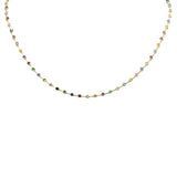 <span>DIAMOND CLOSEOUT! </span>  3.60ct G SI 14K Yellow Gold Multi Color Gemstone Round Bar Link Necklace 16" Long