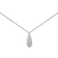 .09ct G SI 14K White Gold Diamond Tear Drop Pendant Necklace 18"Long
