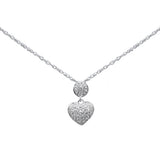 .12ct G SI 14K White Gold Diamond Heart Pendant Necklace 18"Long