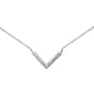 .06ct G SI 14K White Gold Diamond V Chevron Shape Pendant Necklace 18"Long