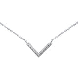 .06ct G SI 14K White Gold Diamond V Chevron Shape Pendant Necklace 18"Long