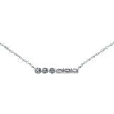 .06ct G SI 14K White Gold Diamond Round & Baguette Pendant Necklace 18"Long