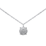 .06ct G SI 14K White Gold Diamond Round Pendant Necklace 18"Long