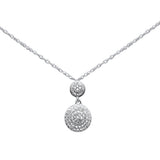 .13ct G SI 14K White Gold Diamond Round Drop Necklace 18"Long
