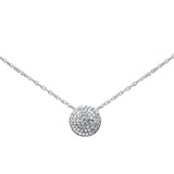 .12ct G SI 14K White Gold Diamond Round Pendant Necklace 18"Long