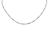 5.60ct G SI 14K White Gold Multi Color Gemstone Tennis Necklace 18"Long