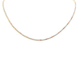 3.95ct G SI 14K Yellow Gold Diamond & Pink Sapphire Tennis Necklace 16+2" Ext