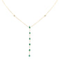 <span style="color:purple">SPECIAL!</span> .88ct G SI 14K Yellow Gold Diamond & Emerald Gemstone Lariat Necklace 16+2" Ext
