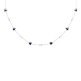 3.90ct G SI 14K White Gold Diamond & Blue Sapphire Gemstone Pendant Necklace 16 + 2" Ext