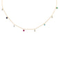 <span style="color:purple">SPECIAL!</span> 1.03ct G SI 14K Yellow Gold Diamond & Multi Color Gemstone Necklace 16+2" Ext