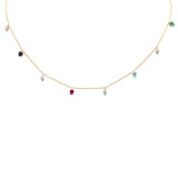 1.03ct G SI 14K Yellow Gold Diamond & Multi Color Gemstone Necklace 16+2" Ext