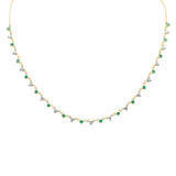 <span>GEMSTONE CLOSEOUT! </span> 1.99ct G SI 14K Yellow Gold Diamond & Emerald Gemstone Necklace 16+2" Ext