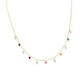<span>GEMSTONE  CLOSEOUT! </span> 1.01ct G SI 14K Yellow Gold Diamond & Multi Color Necklace 16+2" Ext
