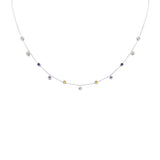 <span>DIAMOND CLOSEOUT! </span> .47ct G SI 14K White Gold Multi Color Gemstone Necklace 16 + 2" Ext