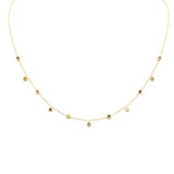 <span>DIAMOND CLOSEOUT! </span> .29ct G SI 14K Yellow Gold Multi Color Gemstone Necklace 16+2" Ext