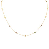 .53ct G SI 14K Yellow Gold Multi Color Gemstone Necklace 16+2"Long
