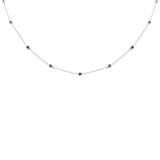 <span>DIAMOND CLOSEOUT! </span> .52ct G SI 14K White Gold Multicolor Gemstone Necklace 16" + 2" Ext