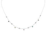 .31ct G SI 14K White Gold Diamond & Multi Color Gemstone Necklace 16" + 2" Ext