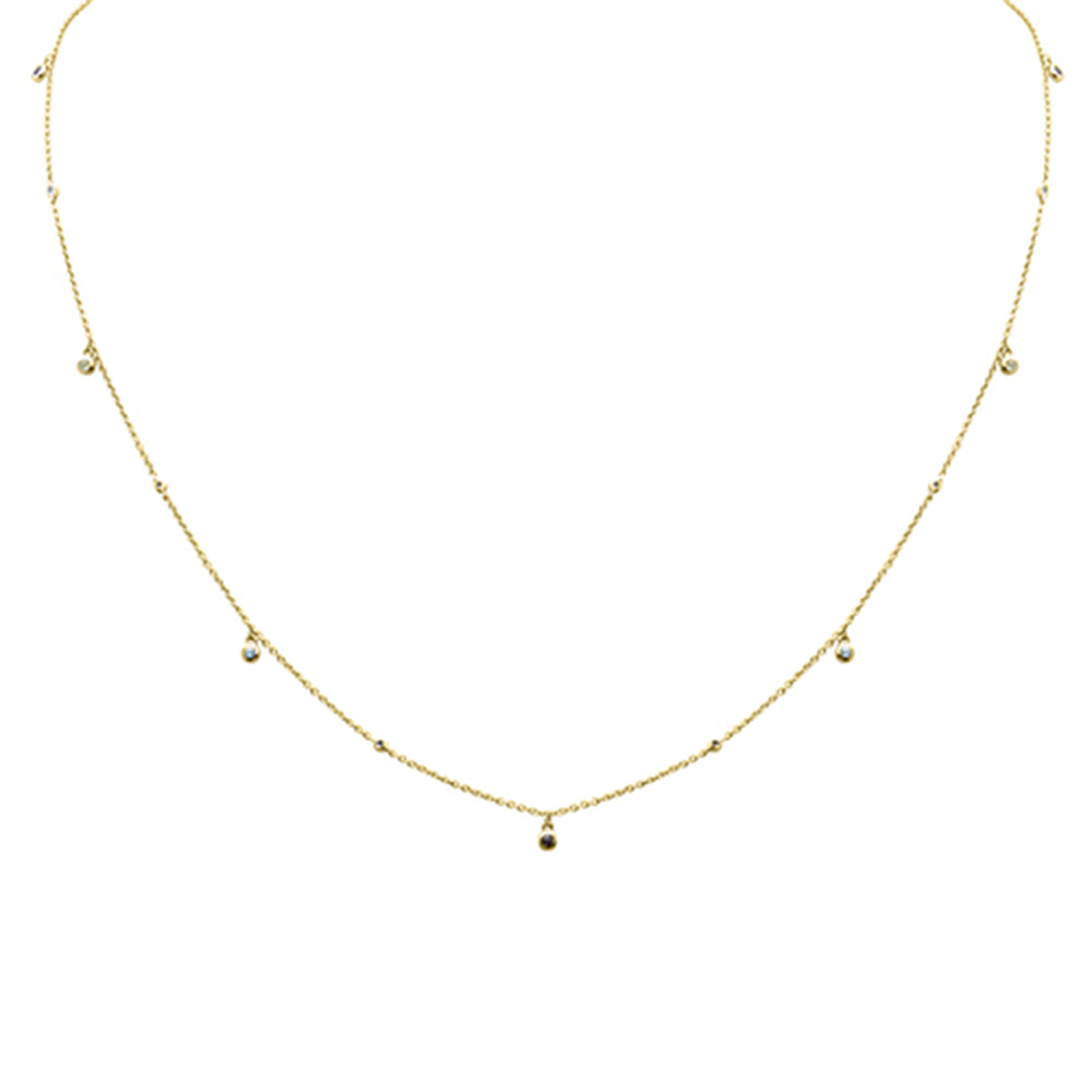 .15ct G SI 14K Yellow Gold Multi Color Gemstone Necklace 18" Long