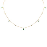 .67ct G SI 14K Yellow Gold Diamond & Emerald Gemstone Necklace 16" + 2" Ext