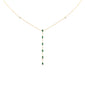 <span style="color:purple">SPECIAL!</span> .68ct G SI 14K Yellow Gold Diamond & Emerald Gemstone Lariat Necklace 16" + 2" Ext