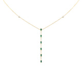 <span>DIAMOND CLOSEOUT! </span> .68ct G SI 14K Yellow Gold Diamond & Emerald Gemstone Lariat Necklace 16" + 2" Ext