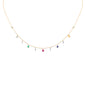 <span style="color:purple">SPECIAL!</span> 1.03ct G SI 14K Yellow Gold Diamond & Multi Color Gemstone Necklace 16" + 2" Ext