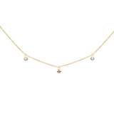 .09ct G SI 14K Yellow Gold Diamond & Pink Sapphire Necklace 16+2" Ext