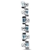 .19ct G SI 14K White Gold Diamond & Aquamarine Pendant Necklace 18" Chain Included
