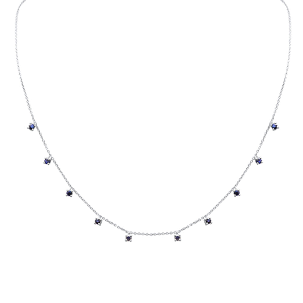 .93ct G SI 14K White Gold Blue Sapphire Necklace 16+2" Ext