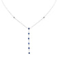 <span style="color:purple">SPECIAL!</span> 1.16ct G SI 14K White Gold Diamond & Blue Sapphire Drop Lariat Necklace 16+2" Ext