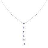 <span>DIAMOND CLOSEOUT! </span> 1.16ct G SI 14K White Gold Diamond & Blue Sapphire Drop Lariat Necklace 16+2" Ext