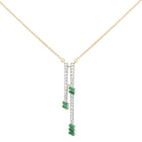 <span>GEMSTONE CLOSEOUT! </span> .57ct G SI 14K Yellow Gold Diamond & Emerald Drop Pendant Necklace 18" Ext