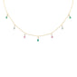 <span style="color:purple">SPECIAL!</span> 1.18ct G SI 14K Yellow Gold Diamond & Multi Color Gemstone Pendant Necklace 16+2" Ext