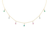 <span>DIAMOND CLOSEOUT! </span> 1.18ct G SI 14K Yellow Gold Diamond & Multi Color Gemstone Pendant Necklace 16+2" Ext