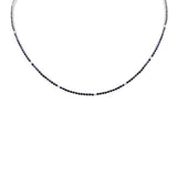 <span style="color:purple">SPECIAL!</span> 3.84ct  G SI 14K White Gold Diamond & Blue Sapphire Tennis Necklace 14+2" Ext