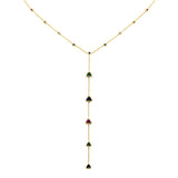 <span style="color:purple">SPECIAL!</span> 1.56ct G SI 14K Yellow Gold Multi Color Gemstone Drop Necklace 16+2" Ext