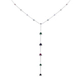 <span>DIAMOND CLOSEOUT! </span> 1.45ct G SI 14K White Gold Multi Color Gemstone Drop Necklace 16+2" Ext