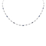 <span style="color:purple">SPECIAL!</span> 2.64ct G SI 14K White Gold Diamond & Blue Sapphire Necklace 16+2" Ext