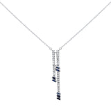 <span>GEMSTONE CLOSEOUT! </span> .58ct G SI 14K White Gold Diamond & Blue Sapphire Drop Necklace 18" Ext