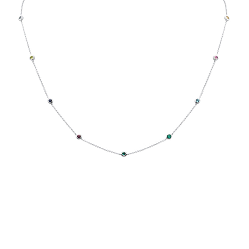 .69ct G SI 14K White Gold Multi Color Gemstone Necklace 16 + 2" Ext