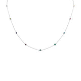 .69ct G SI 14K White Gold Multi Color Gemstone Necklace 16 + 2" Ext