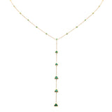 1.29ct G SI 14K Yellow Gold Emerald Gemstone Drop Lariat Necklace 16+2" Ext